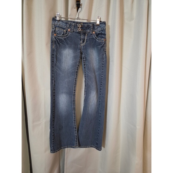 Angels Jeans Denim - Angels Jeans Womens Size 5 Short Blue Bootcut Low Rise Y2K Contrast Stitch Denim